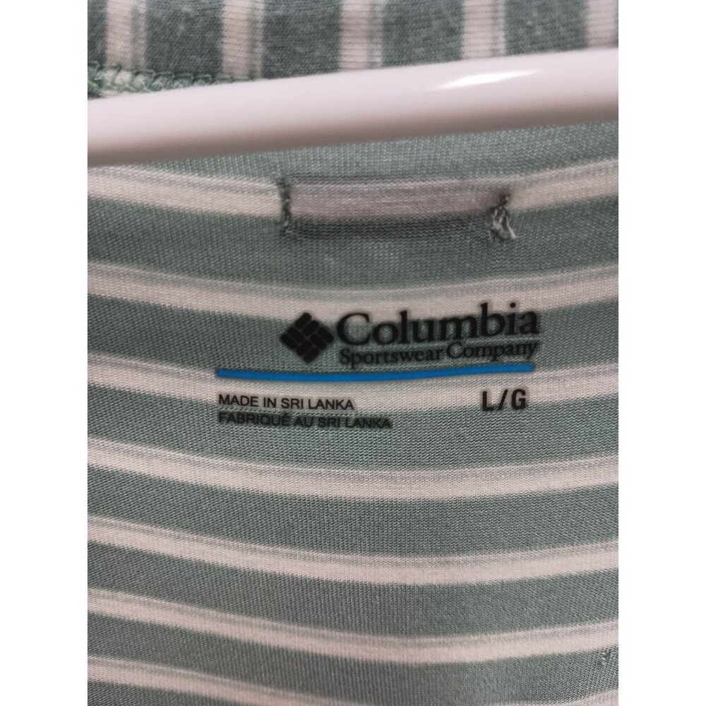 Columbia‎ Womens T-Shirt Large Green White Striped Short sleeve Activewear - Picture 3 of 6